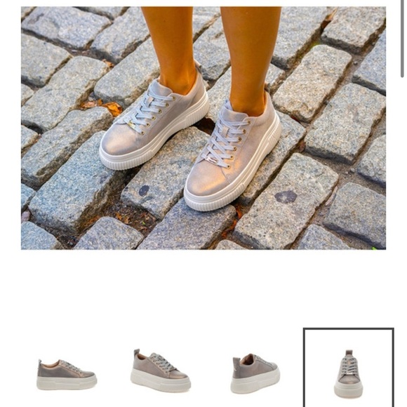 NIB J/SLIDES NYC West Bronze Leather Sneaker Shoes White Platform Soles Size 10M - Picture 12 of 13